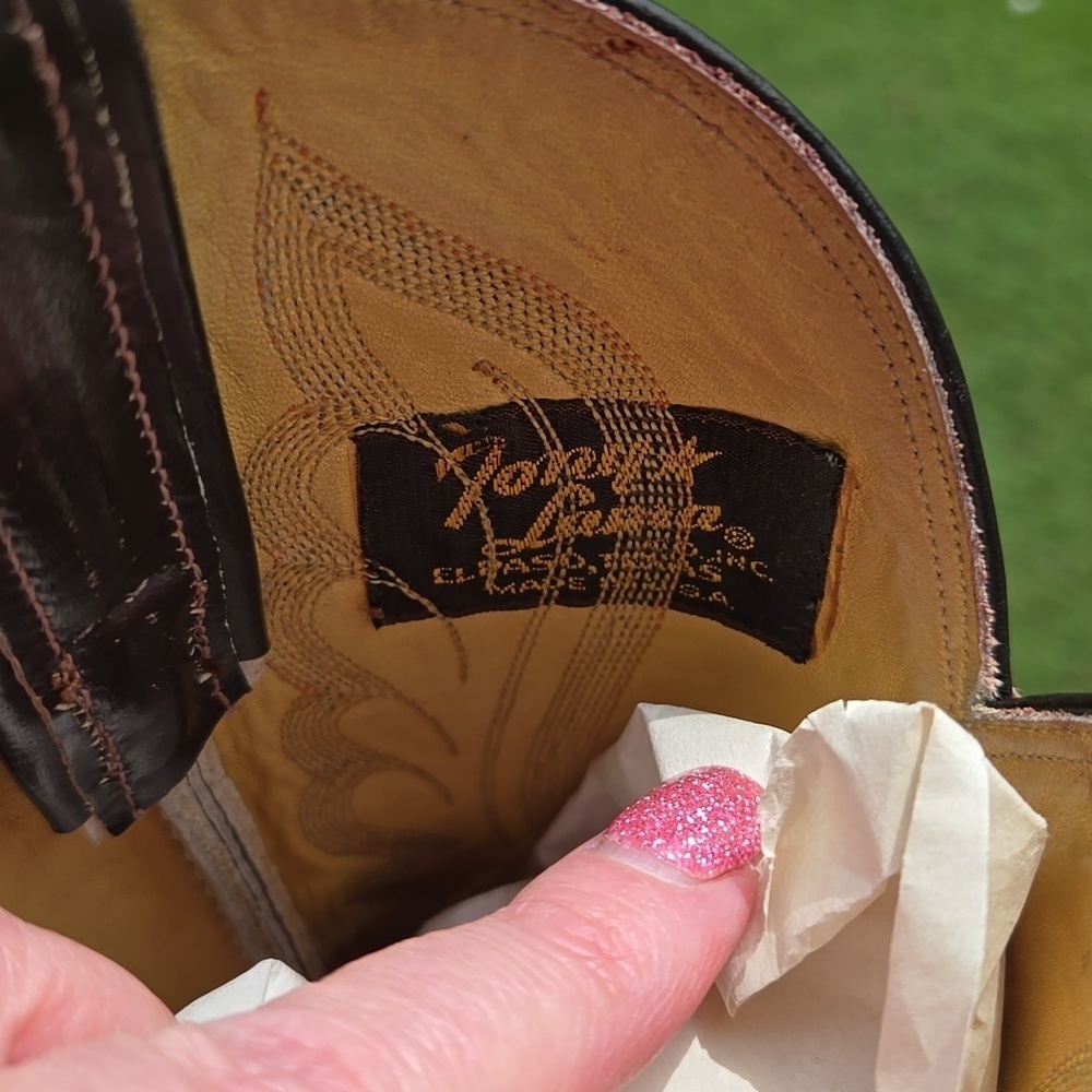 Tony Lama Cognac Lizard Western Boots Cowgirl Cowboy 8.5D - Picture 5 of 11